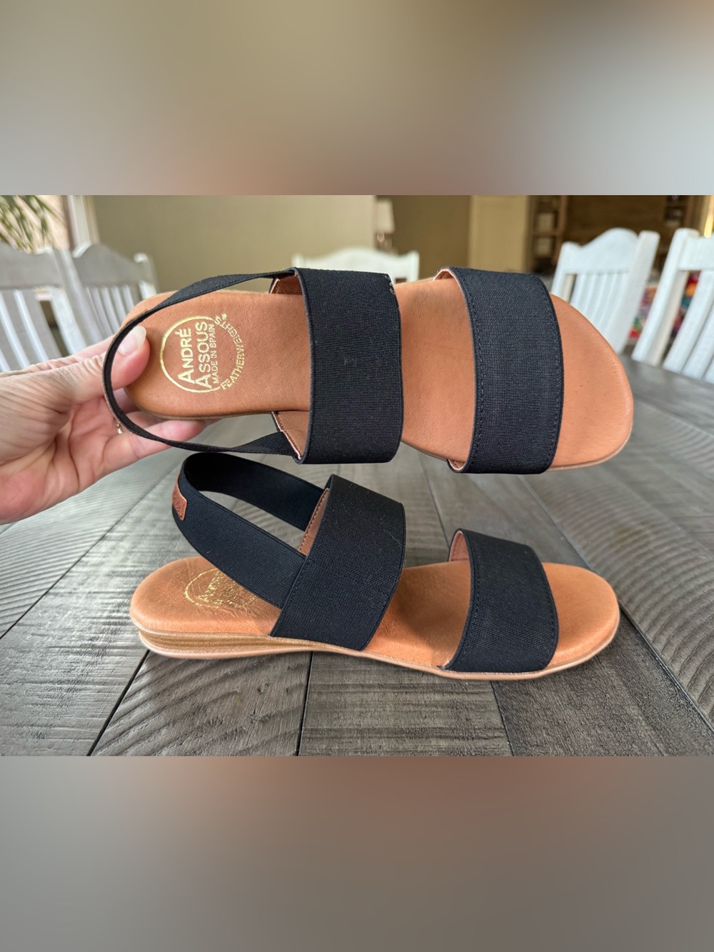 André Assous Nigella Black Strap Sandals Women’s Size 6